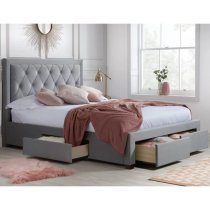 Woodberry Fabric King Size Bed With 4 Drawers In Grey