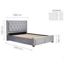 Woodberry Fabric King Size Bed With 4 Drawers In Grey