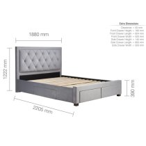 Woodberry Fabric Super King Size Bed With 4 Drawers In Grey