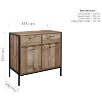 Urbana Wooden Sideboard With 2 Doors And 2 Drawers In Rustic