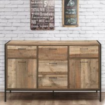 Urbana Wooden Sideboard With 2 Doors 5 Drawers In Rustic