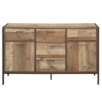 Urbana Wooden Sideboard With 2 Doors 5 Drawers In Rustic