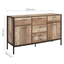 Urbana Wooden Sideboard With 2 Doors 5 Drawers In Rustic