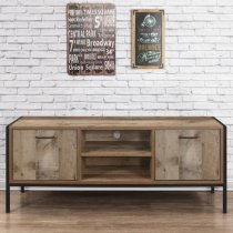 Urbana Wooden TV Stand With 2 Doors In Rustic