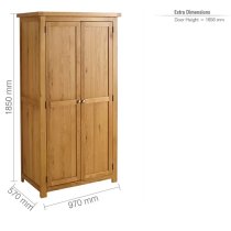 Webworms Wooden Wardrobe With 2 Doors In Oak