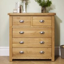 Webworms Wooden Chest Of 5 Drawers In Oak