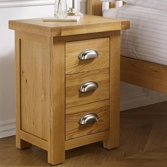 Webworms Wooden Bedside Cabinet Small With 3 Drawers In Oak