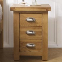 Webworms Wooden Bedside Cabinet Small With 3 Drawers In Oak