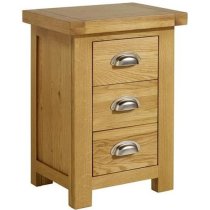 Webworms Wooden Bedside Cabinet Small With 3 Drawers In Oak