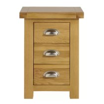 Webworms Wooden Bedside Cabinet Small With 3 Drawers In Oak