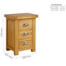 Webworms Wooden Bedside Cabinet Small With 3 Drawers In Oak