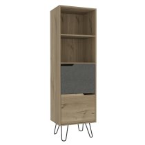 Marsett Wooden Bookcase With 2 Drawers In Oak And Grey