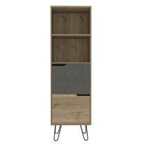 Marsett Wooden Bookcase With 2 Drawers In Oak And Grey