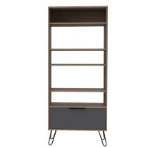 Veritate Wooden Bookcase With 1 Drawer In Oak And Grey