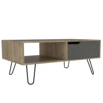 Marsett Wooden Coffee Table With 1 Drawer In Oak And Grey