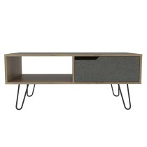 Marsett Wooden Coffee Table With 1 Drawer In Oak And Grey