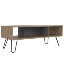 Veritate Wooden Coffee Table With Black Legs In Oak And Grey