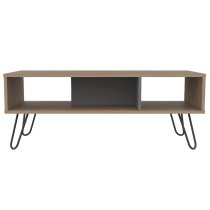 Veritate Wooden Coffee Table With Black Legs In Oak And Grey