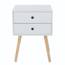 Sevilla Wooden Bedside Cabinet With Oak Legs In White