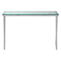 Markeb Clear Glass Top Console Table With Silver Steel Frame