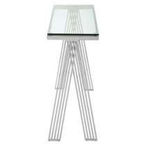 Markeb Clear Glass Top Console Table With Silver Steel Frame