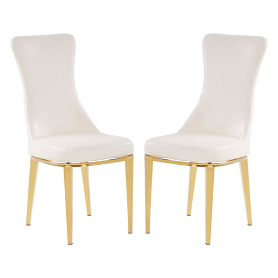 Denebola White PU Leather Dining Chair In A Pair