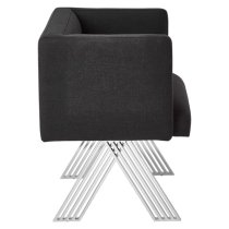 Markeb Black Fabric Dining Chair With Silver Steel Frame