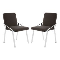 Markeb Black Fabric Dining Chairs With Silver Frame In A Pair