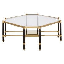 Allessa Clear Glass Coffee Table With Black And Gold Frame