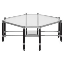 Allessa Clear Glass Coffee Table With Black And Silver Frame