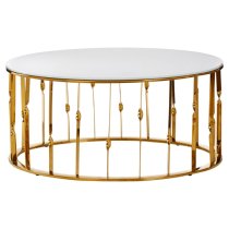 Arezza White Glass Top Coffee Table With Gold Steel Frame