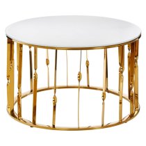 Arezza White Glass Top Coffee Table With Gold Steel Frame