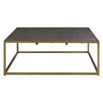 Fomalhaut Wooden Coffee Table With Gold Metal Frame In Brown