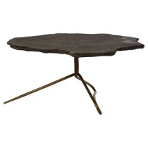 Menkent Black Stone Top Coffee Table With Antique Brass Legs