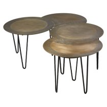 Menkent Metal Set Of 4 Coffee Tables In Antique Brass