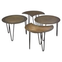 Menkent Metal Set Of 4 Coffee Tables In Antique Brass