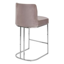 Markeb Velvet Bar Stool With Silver Frame In Grey