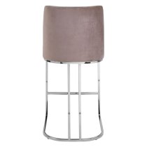 Markeb Velvet Bar Stool With Silver Frame In Grey