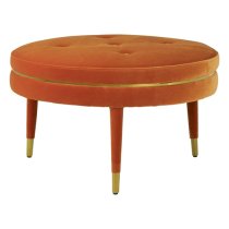 Intercrus Upholstered Velvet Footstool In Orange And Gold