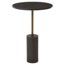 Menkent Round Marble Side Table In Black