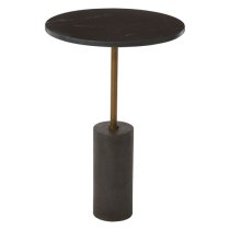 Menkent Round Marble Side Table In Black