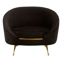 Intercrus Upholstered Velvet Armchair In Black And Gold