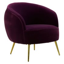 Intercrus Upholstered Velvet Armchair In Purple And Gold