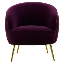 Intercrus Upholstered Velvet Armchair In Purple And Gold