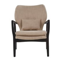 Porrima Lounge Chair In Beige With Black Wooden Frame