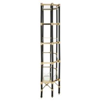 Allessa Clear Glass Shelving Unit With Black And Gold Frame