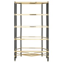 Allessa Clear Glass Shelving Unit With Black And Gold Frame