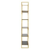 Fafnir Angular Design Black Glass Bookshelf With Gold Frame