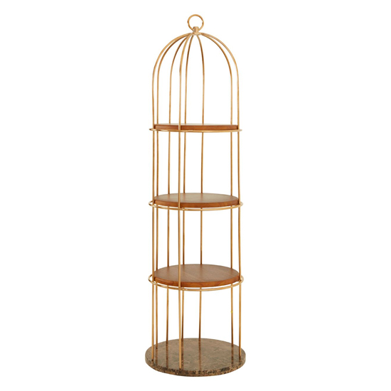 Fafnir Large Cage Design Bookshelf With Rose Gold Frame