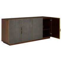 Fomalhaut Wooden Sideboard With Gold Metal Frame In Brown